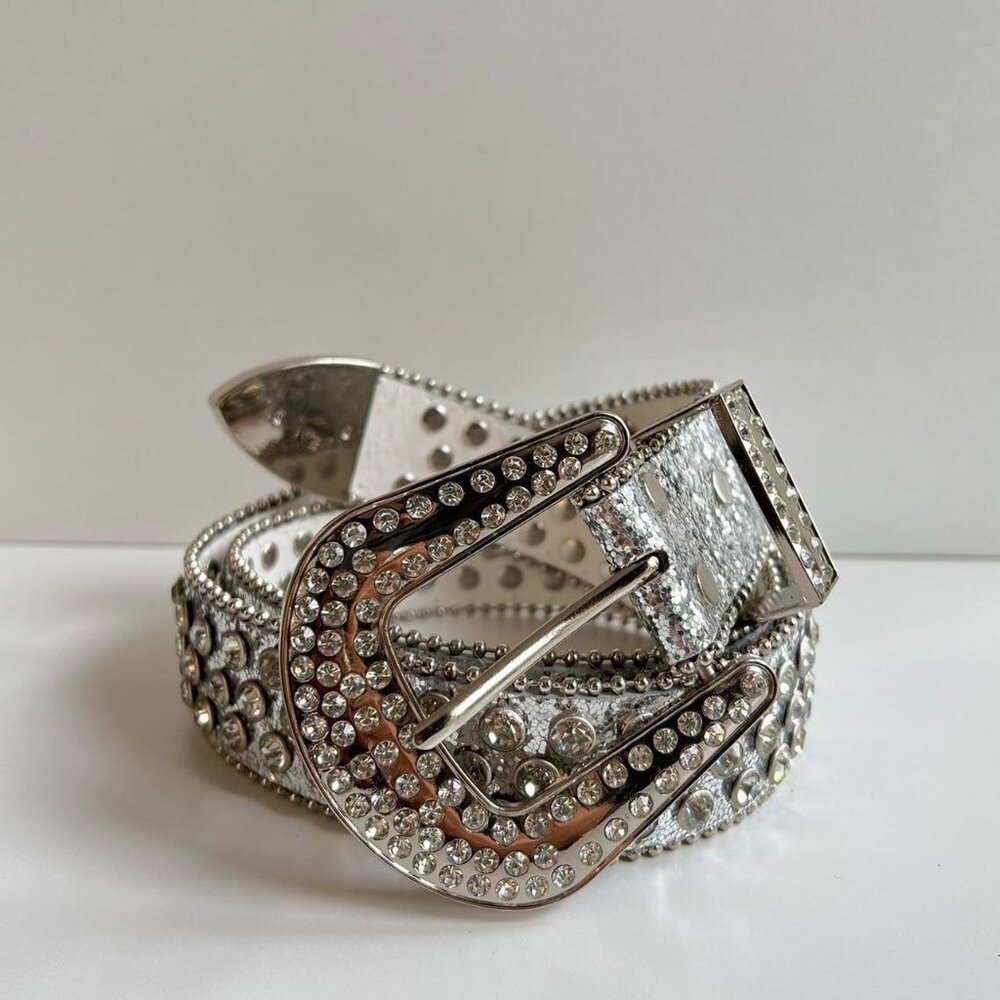 y2k 2000s style rhinestone crystal grunge silver punk belt